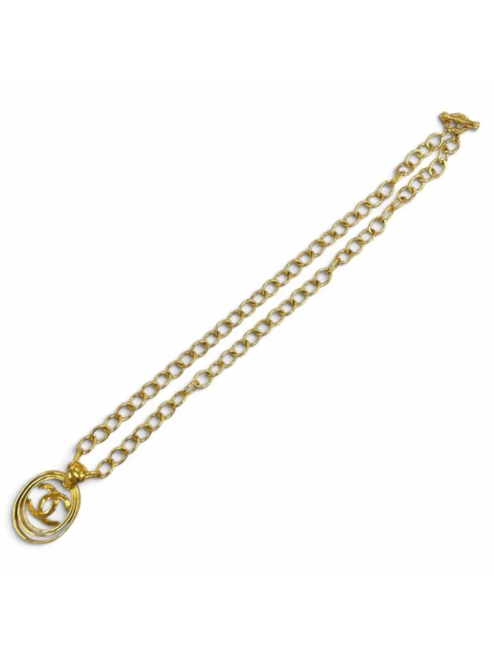 Chanel 95P Vintage CC Logo Chain Pendant Gold Necklace